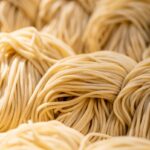 a close up of a bunch of noodles